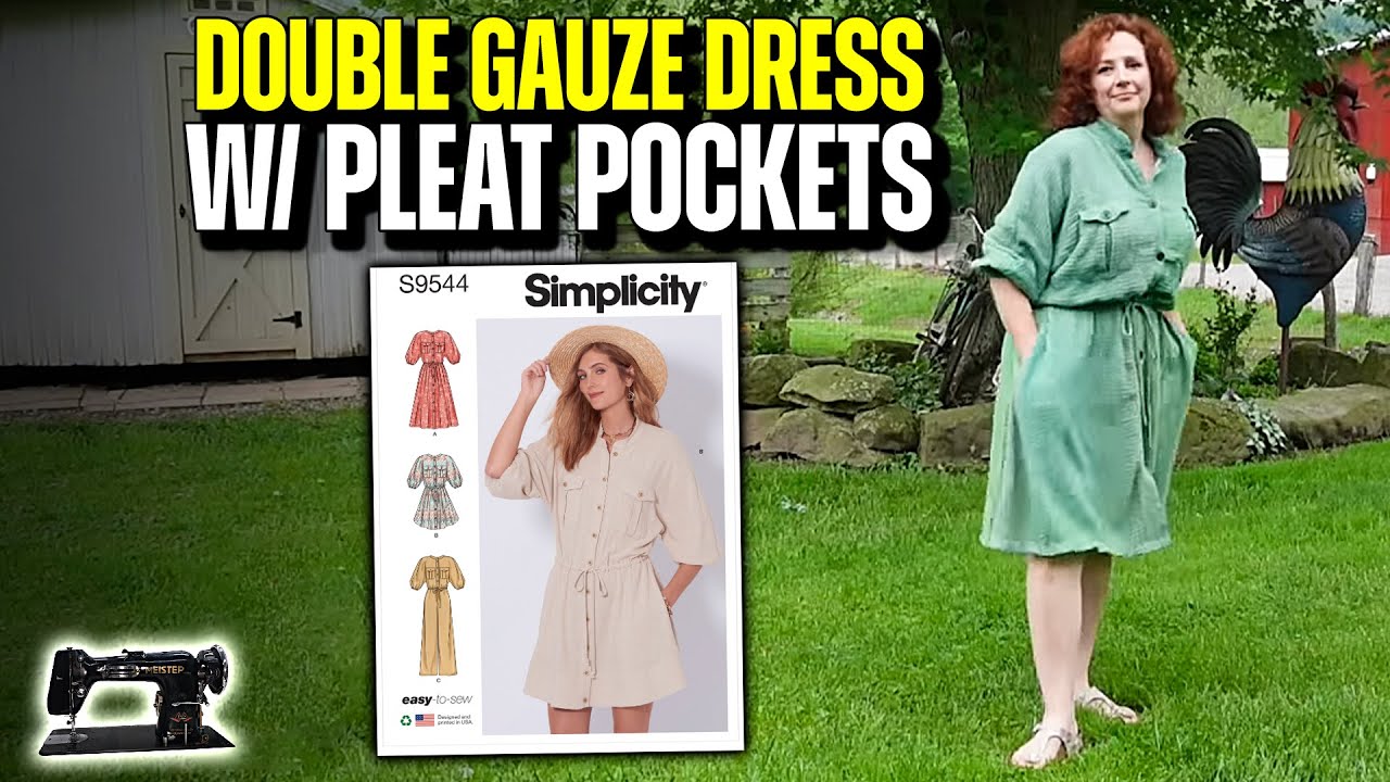Sewing Simplicity 9544 - Double Gauze dress with pleat pockets