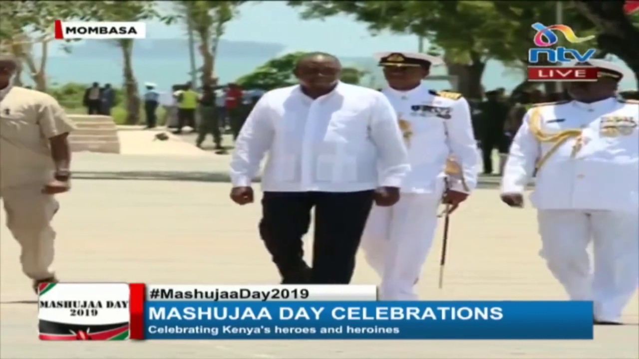 President Uhuru arrives for Mashujaa Day celebration at Mama Ngina waterfront park