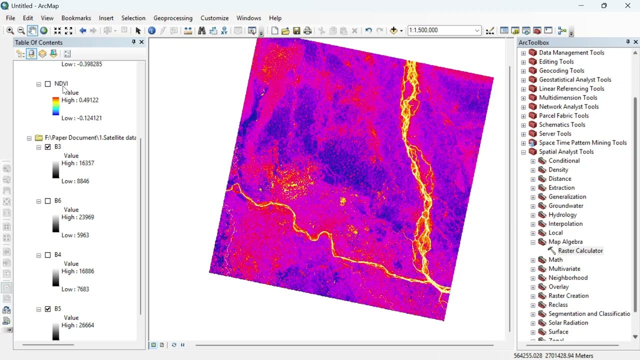 NDVI | NDBI | NDWI | Vegetation/Forest Cover/Buildup/Water calculation Map in ArcGIS