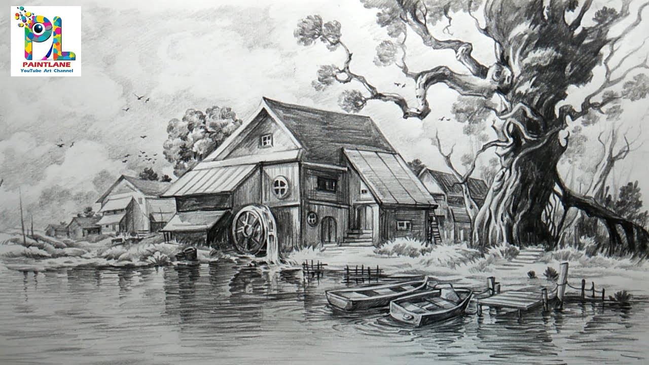 How to Draw and Shade a Scenery with PENCIL | Easy pencil Strokes