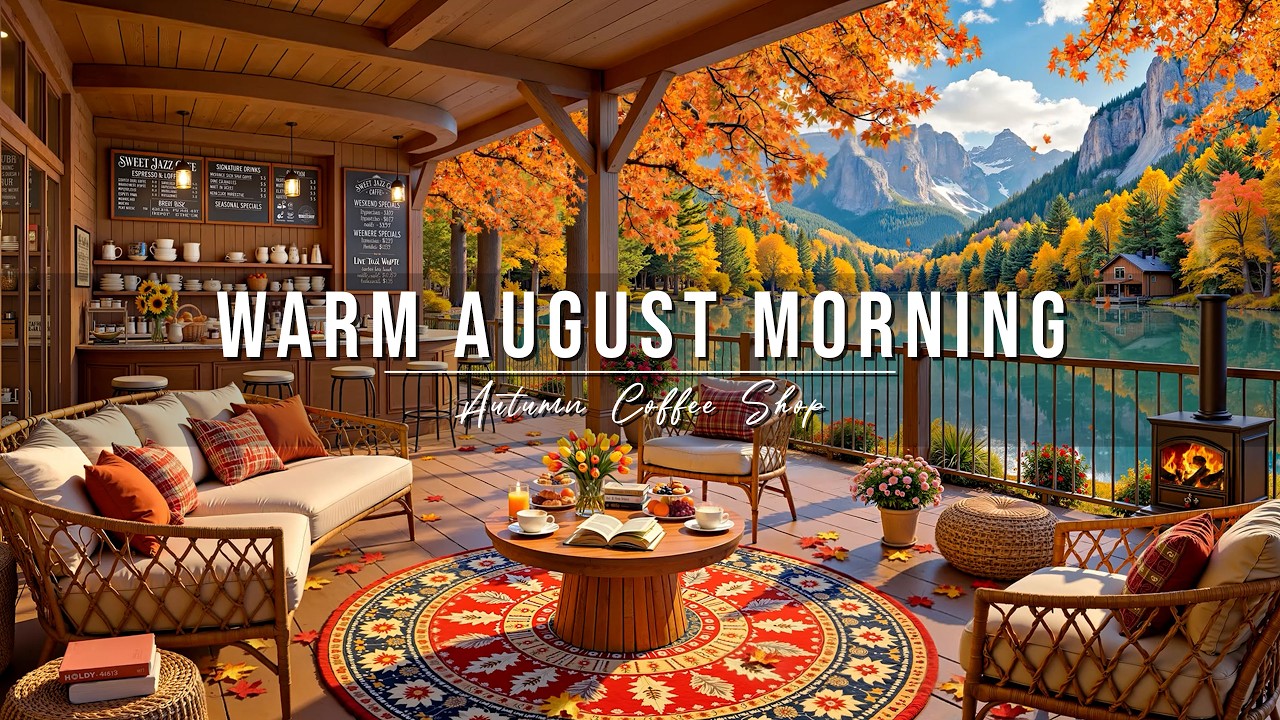 Warm August Morning Jazz 🍂 Autumn Coffee Shop Ambience & Smooth Piano Jazz Music for a Positive Day