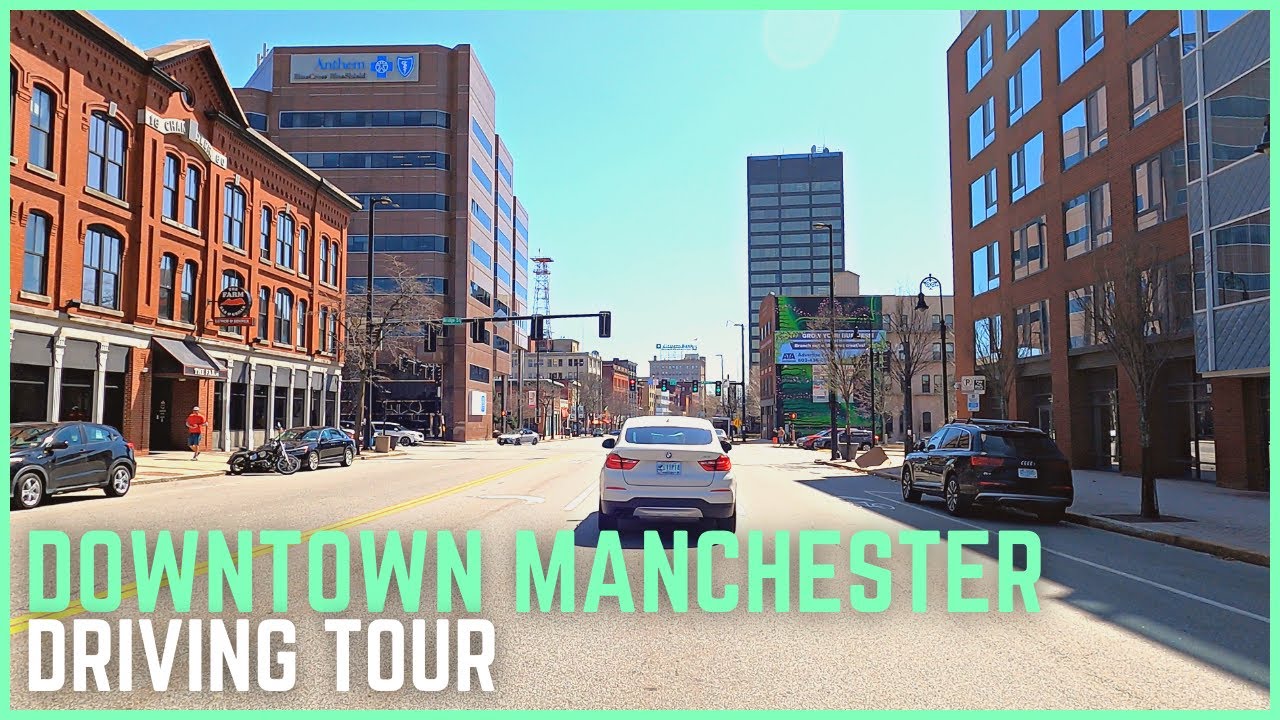 Downtown Manchester Driving Tour - Elm Street [4K]