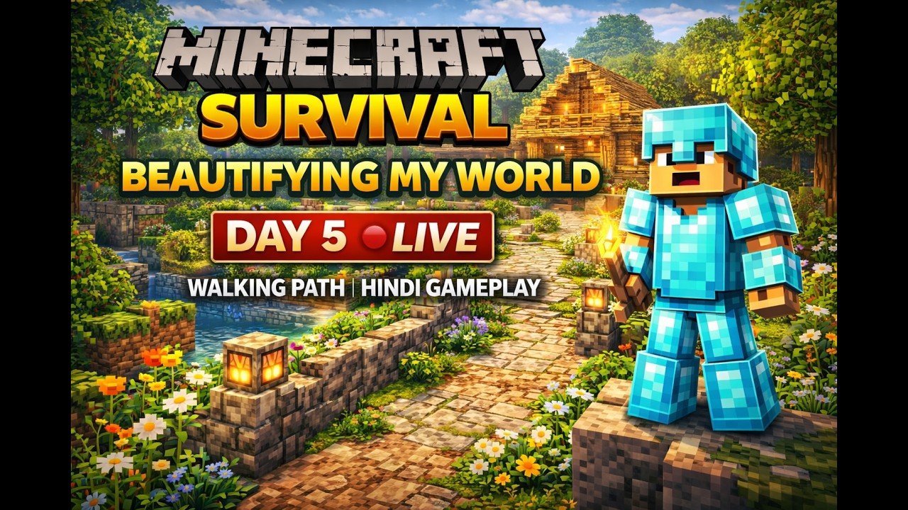 🔴 Beautifying My Minecraft World 🌿 | Survival Day 5 LIVE