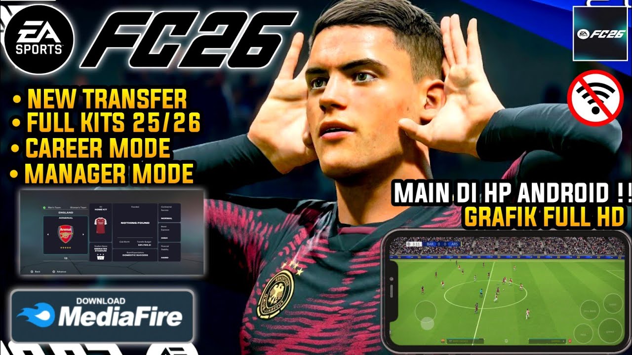 FIFA 16 MOD FC 26 НОВЕЙШАЯ Android Офлайн - Режим карьеры, новые трансферы, РЕАЛИСТИЧНЫЕ ЛИЦА и ф...