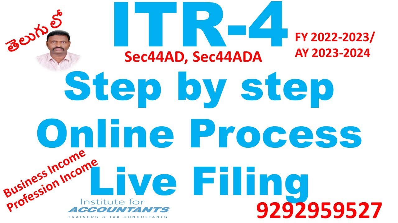 #itr4 filing step by step process in telugu #44ad #44ade