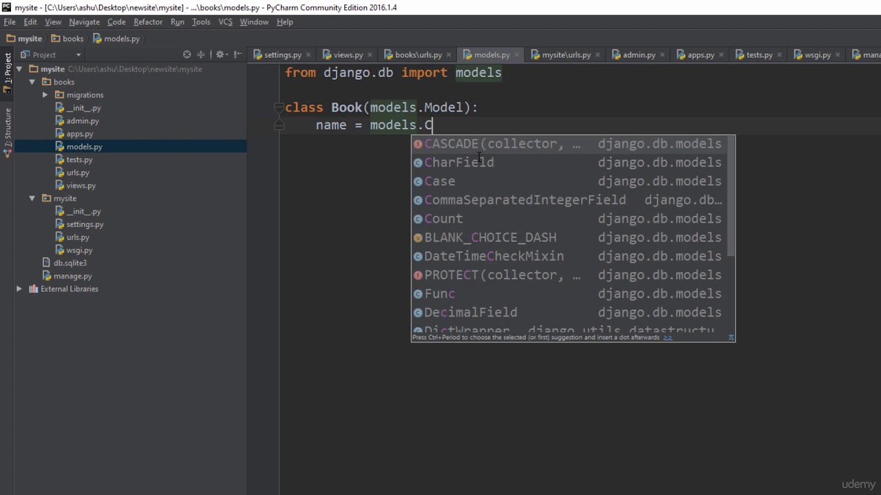 141 Django tutorial 7 Creating Books Table in Django