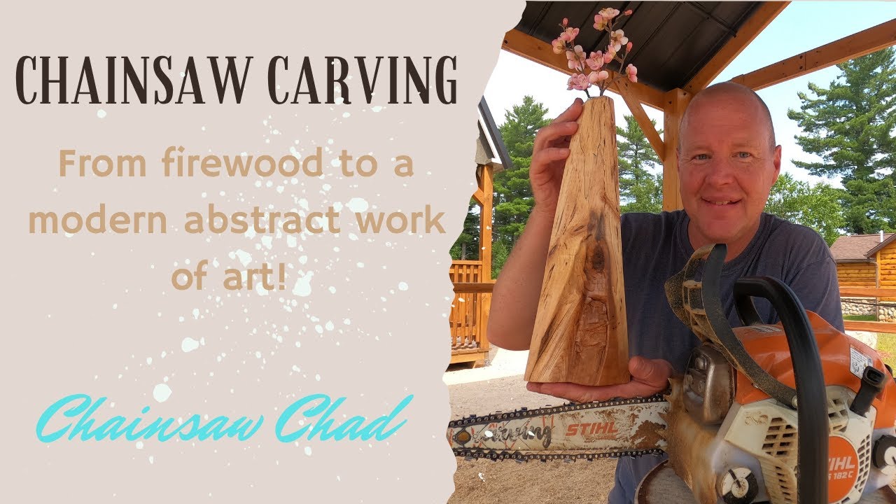 Chainsaw Carving a Modern Abstract Vase!