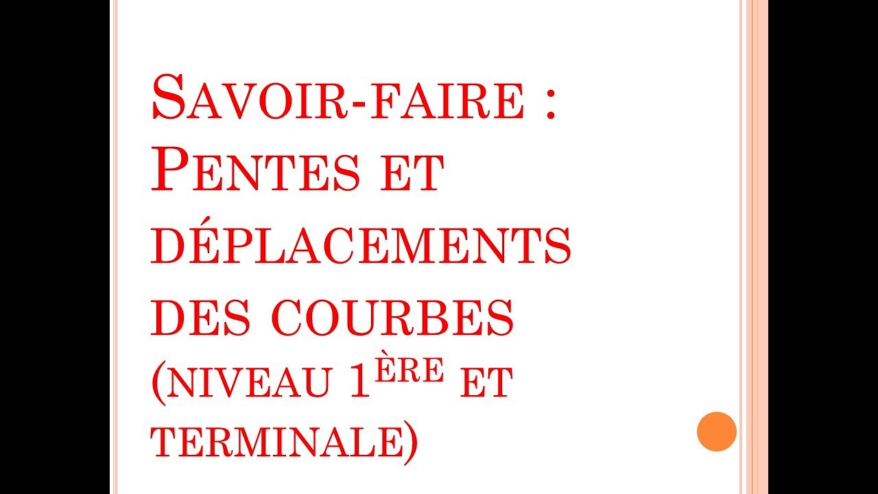 SES - Révision des savoir-faire - Les pentes et les déplacements de courbes (1ère et terminale)