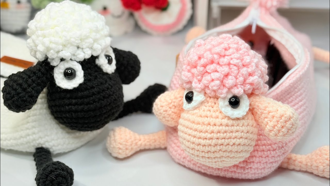 Beginner Crochet 🧶 Make a Fluffy Sheep Pencil Pouch!