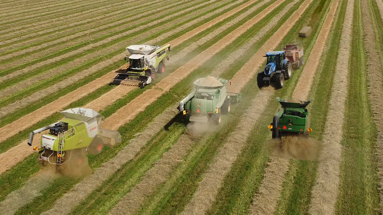 Big New Zealand Grass Seed Harvest | John Deere, Claas & New Holland