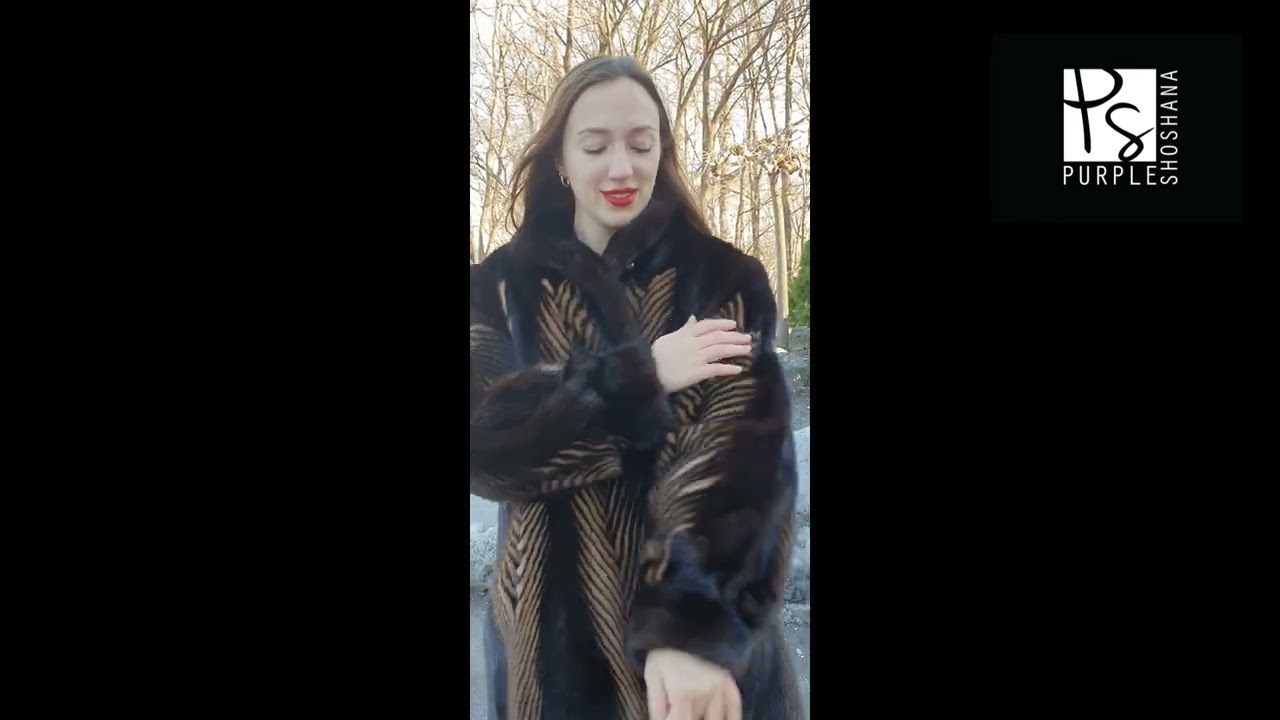 Electric Mirage, Two Tone Female Mink Jacket, Herringbone Design