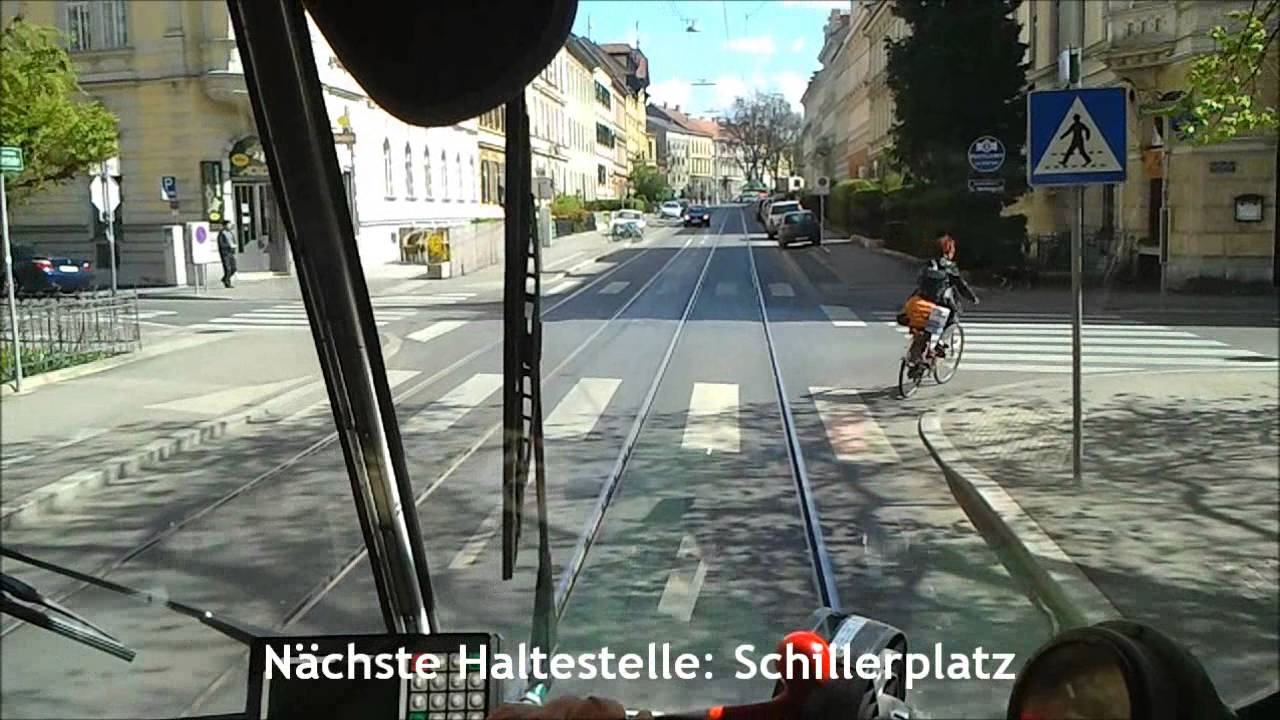 Stra&szlig;enbahn Graz: Mitfahrt im Wagen 581 auf der Linie 3