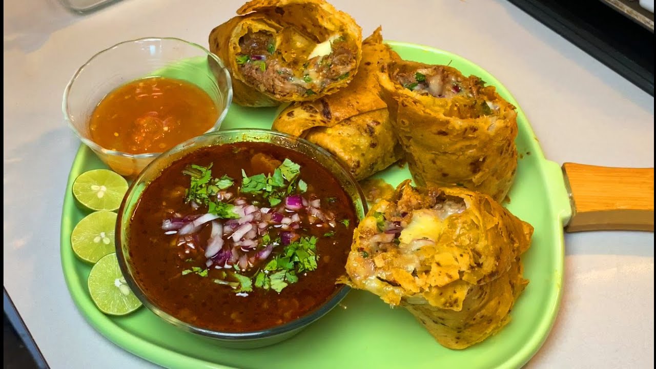 DELICIOUS BIRRIA CHIMICHANGAS W/ CONSUME