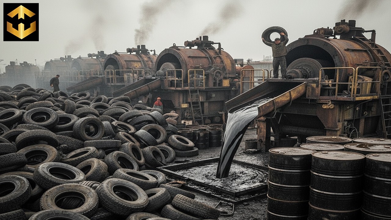 Unbelievable Recycling ! How Old Waste Tyres Are Turned Into Oil Fuel & Steel Wires in Factory