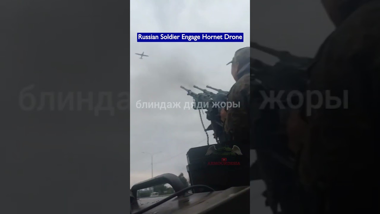 Russian Soldier Tried to Hit the Kamikaze Drone with Triple Machine Guns