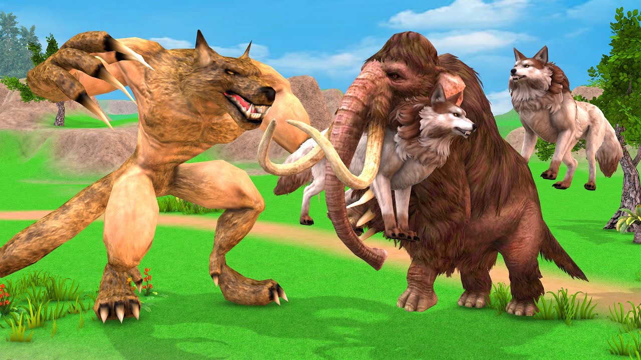 Zombie Wolf vs Elephant Mammoth Rescue Saved Cow Cartoon From Monster Wolfs Animals Revolt Battle