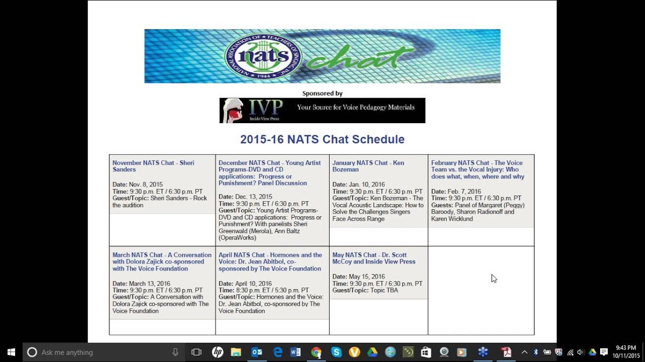 NATS Chat October 2015: Audition Recordings