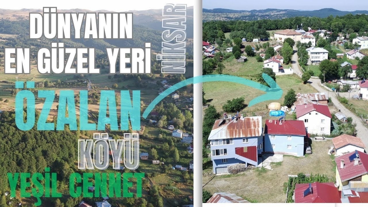 Olukalan Köyü Özalan Belgesel Niteliğinde Havadan Çekim.  Niksar Çamiçi Özalan Kasabası Tarih 2023