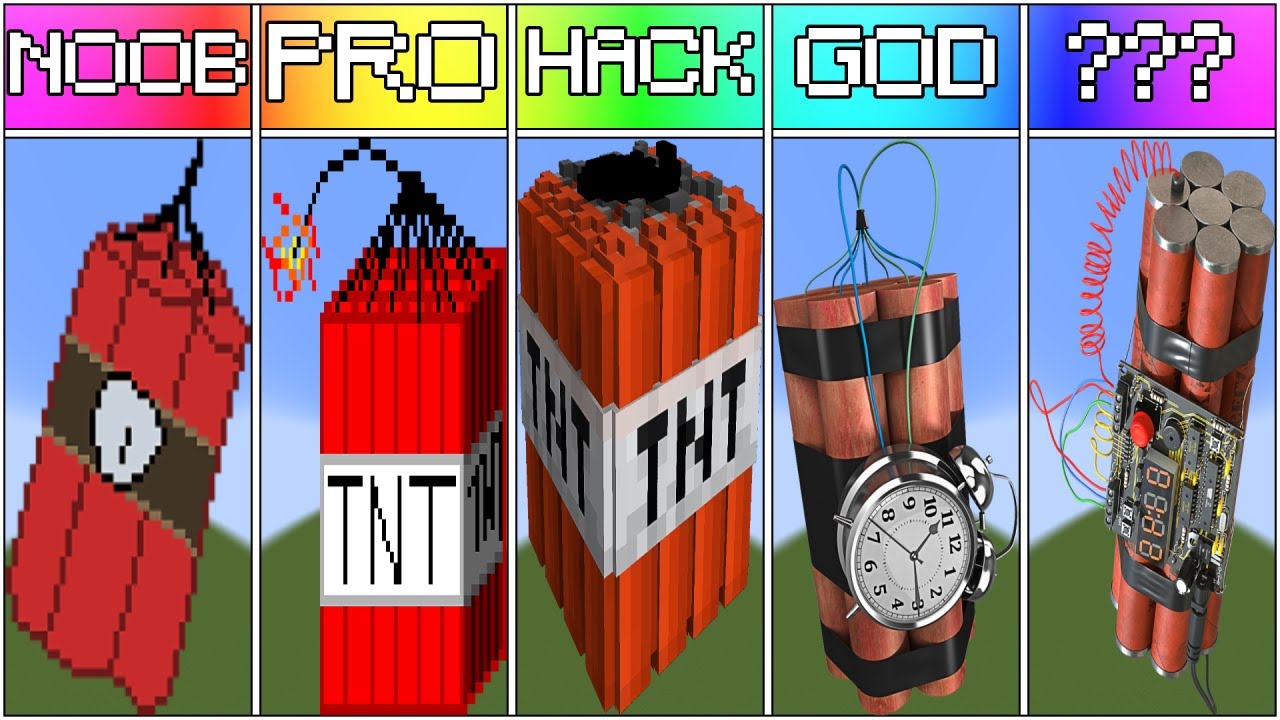 Pixel Art | NOOB vs PRO vs HACKER vs GOD vs ??? | TNT in Minecraft