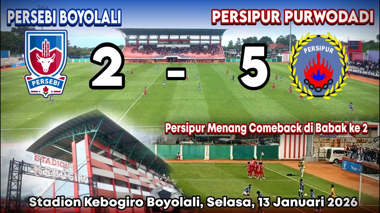Persipur Purwodadi berhasil kalahkan Persebi Boyolali di Kandang Stadion Kebogiro, Boyolali