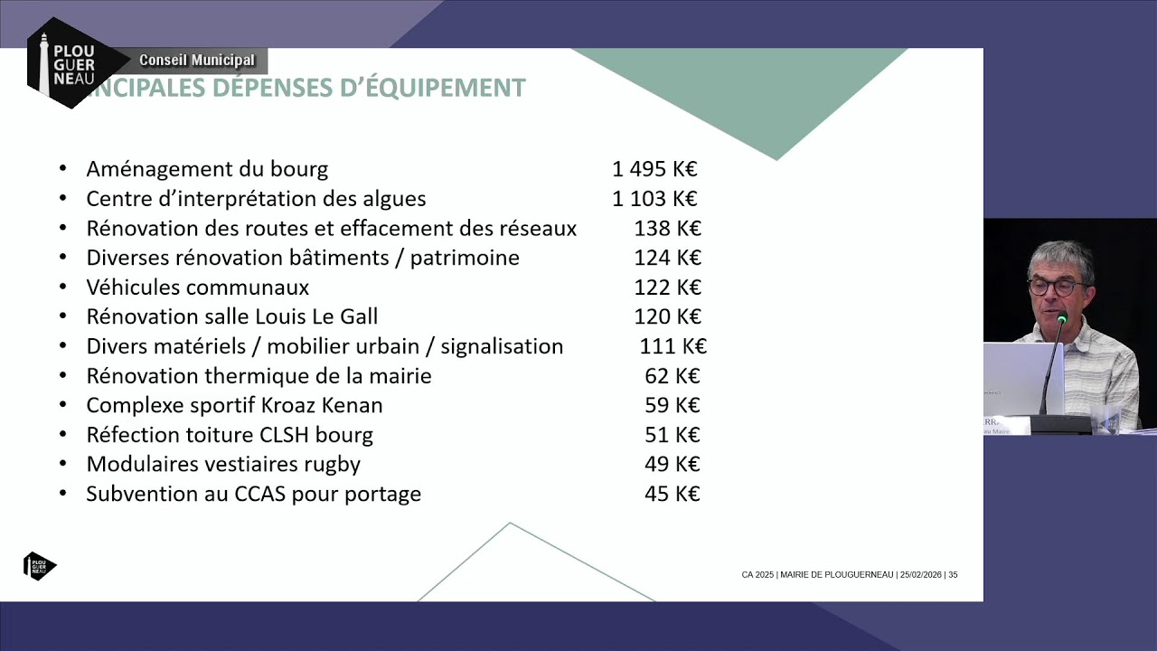 Conseil municipal du mercredi 25 février 2026 de la commune de Plouguerneau
