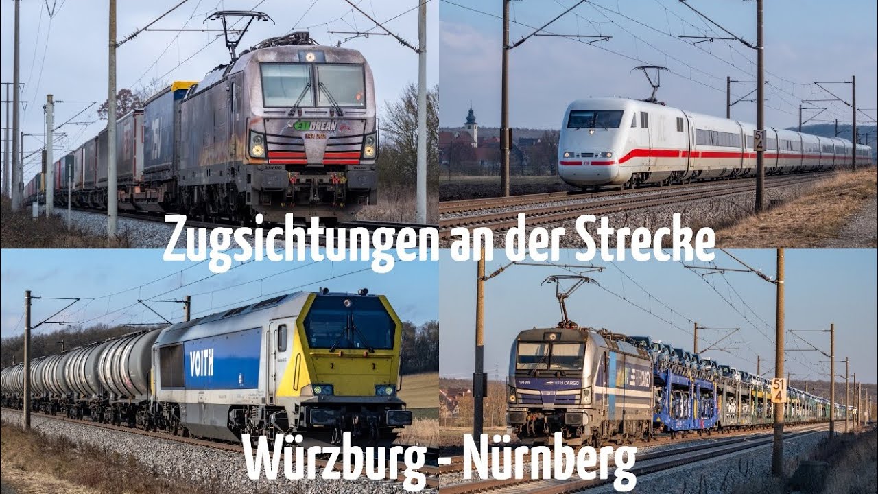 Zugsichtungen an der Strecke Würzburg - Nürnberg. Bei Neustadt/Aisch, Markt Bibart und Ipfhofen
