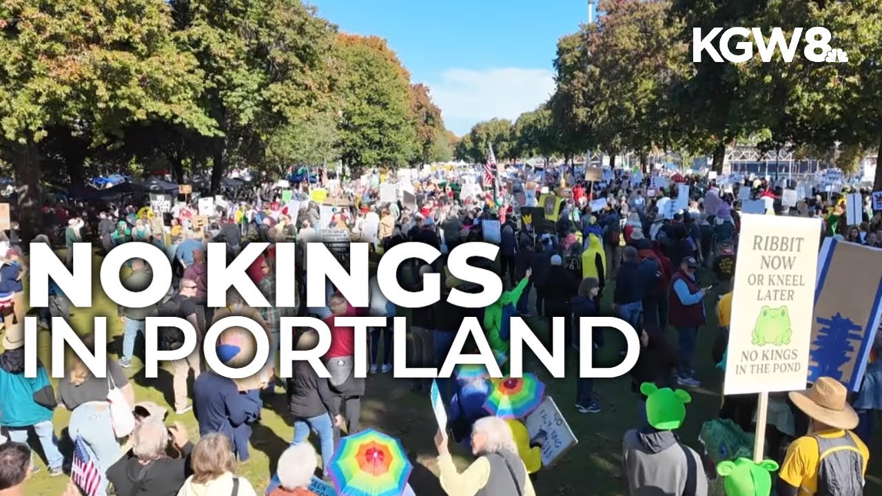 Tens of thousands march in downtown Portland for 'No Kings' demonstrations