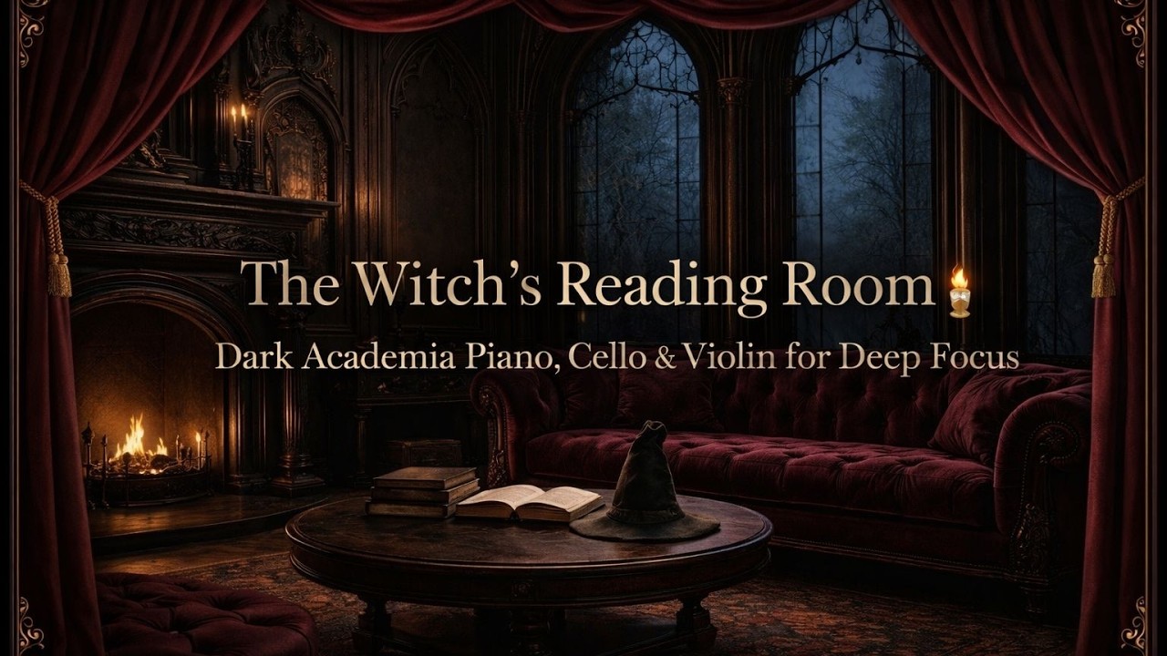 The Witch’s Reading Room 🔥 Dark Academia Piano, Cello & Violin for Deep Focus