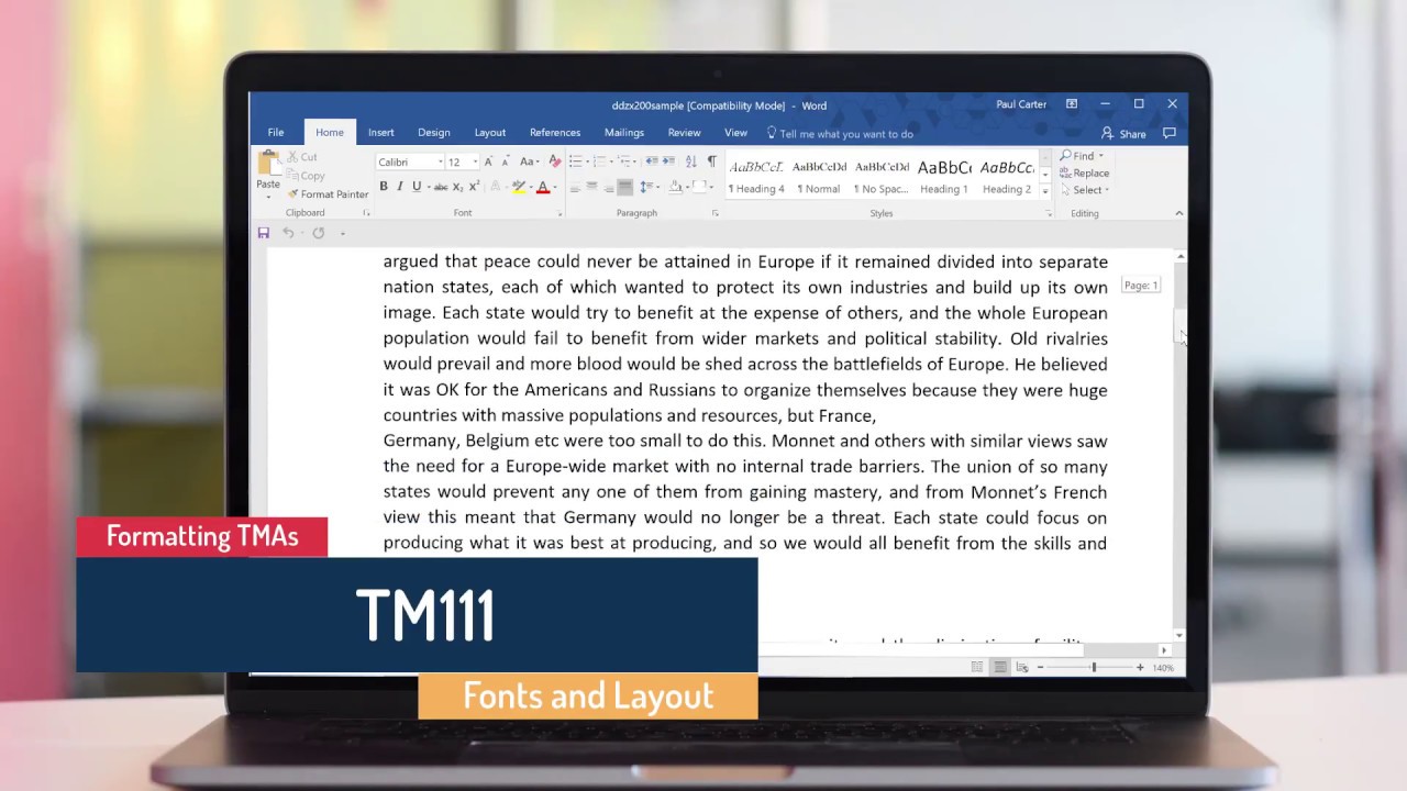Setting Out TMAs Fonts and Layout
