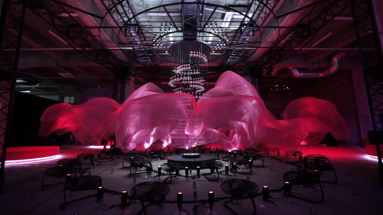 Fabric dances in this art installation by WOW Inc.