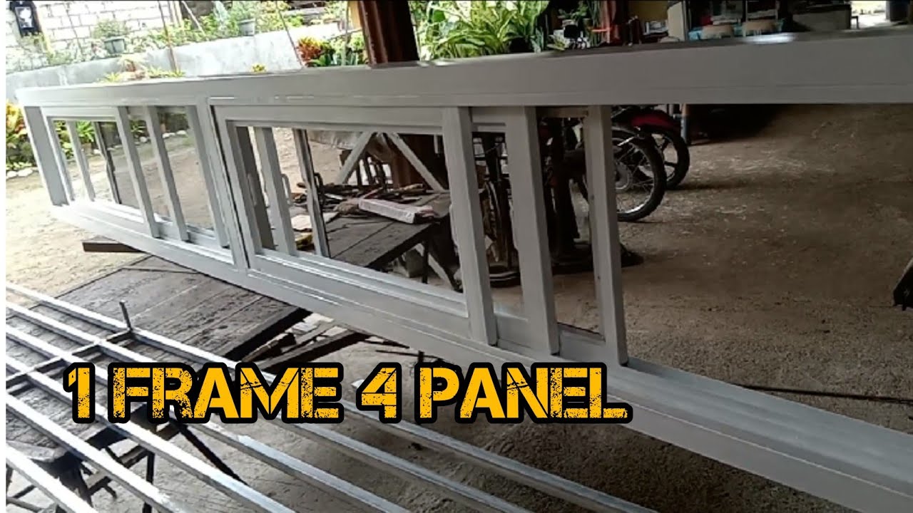 1 frame 4 panel steel sliding window with screen & grills