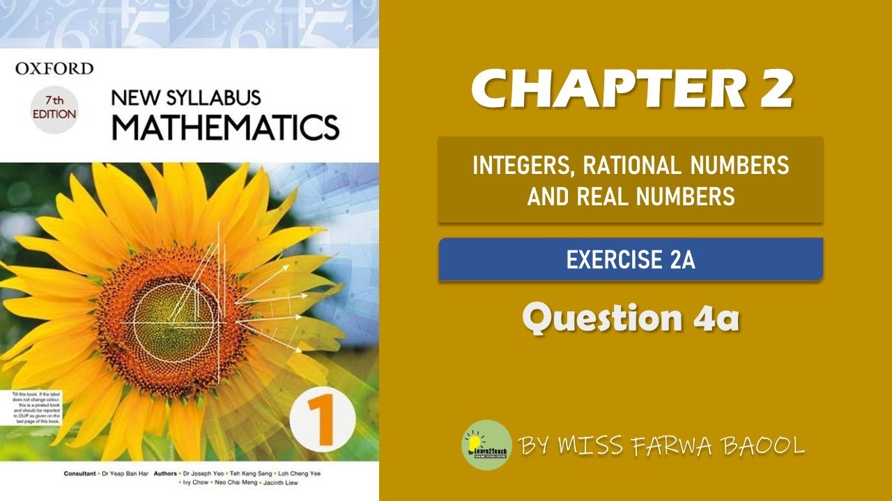 Mathematics Book 1 (D1) - EXERCISE 2A ( QUESTION 4 a ) - SOLVED