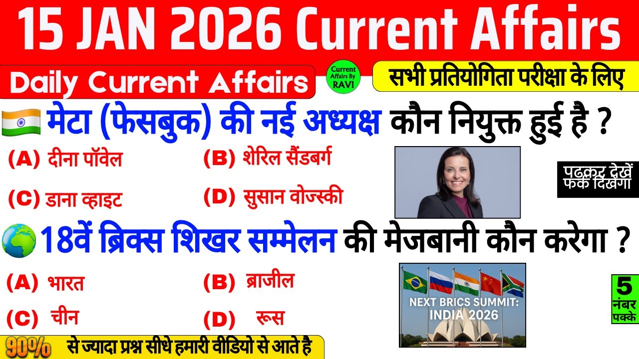 15 January 2026 Current Affairs | Current Affairs Today | Current GK SSC Railway UPSC BPSC POLICE
