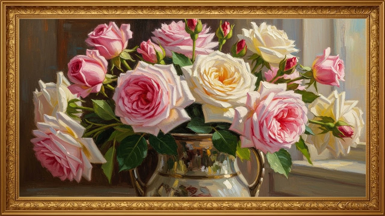 Classic Floral Oil Painting | Peaceful Art Gallery Screen