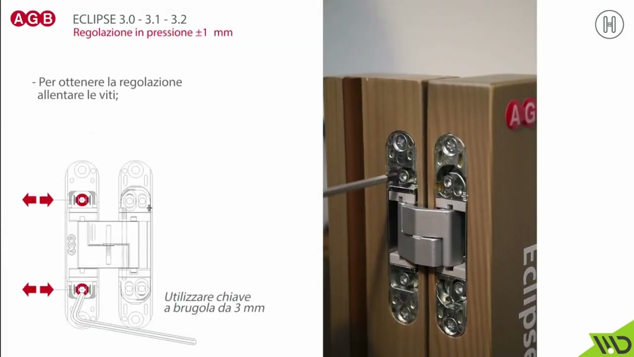 Regolazione Cerniera a Scomparsa AGB Eclipse 3.2 - Manigliedesign.com