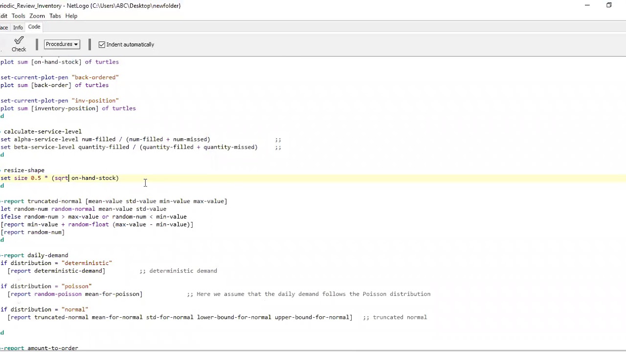 Simulation of Periodic Review Inventory | NetLogo | Theruwanda Perera