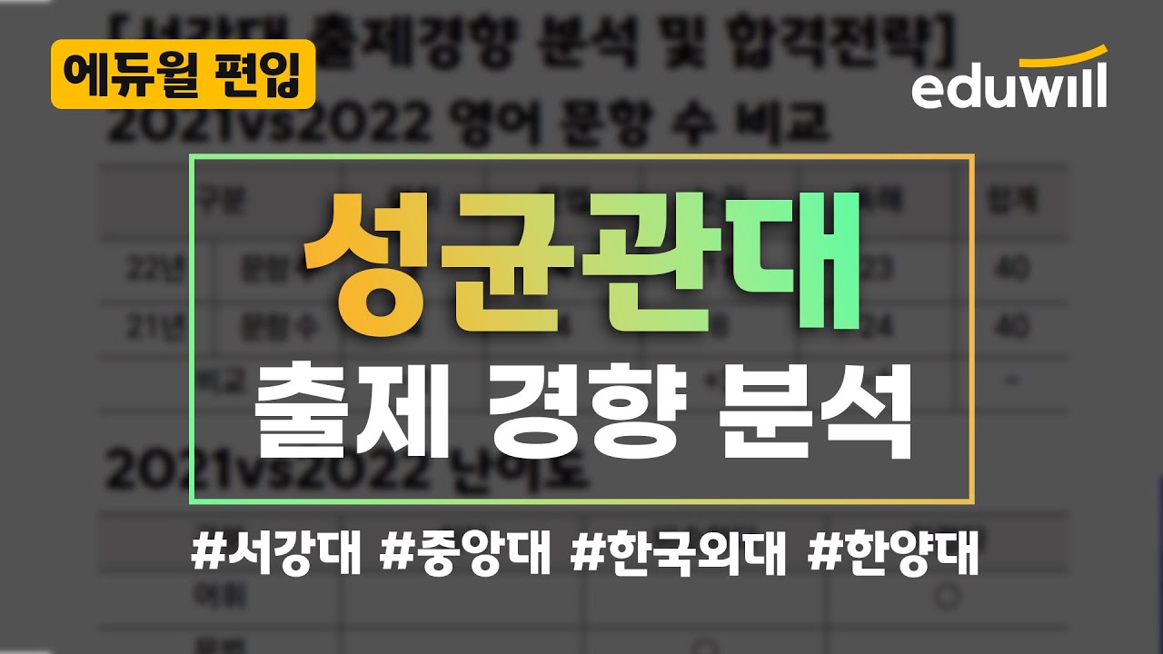 상위권 대학 출제 경향 분석｜성균관대학교｜에듀윌 편입