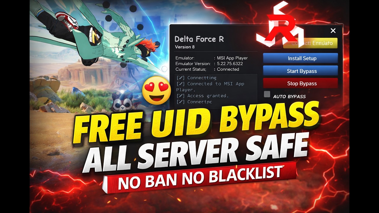 NEW FREE UID EMULATOR BYPASS OB52 SAFE 💻 FOR FREE FIRE | 100% ANTIBAN | FREE FIRE PC PANEL GRATIS 🎯