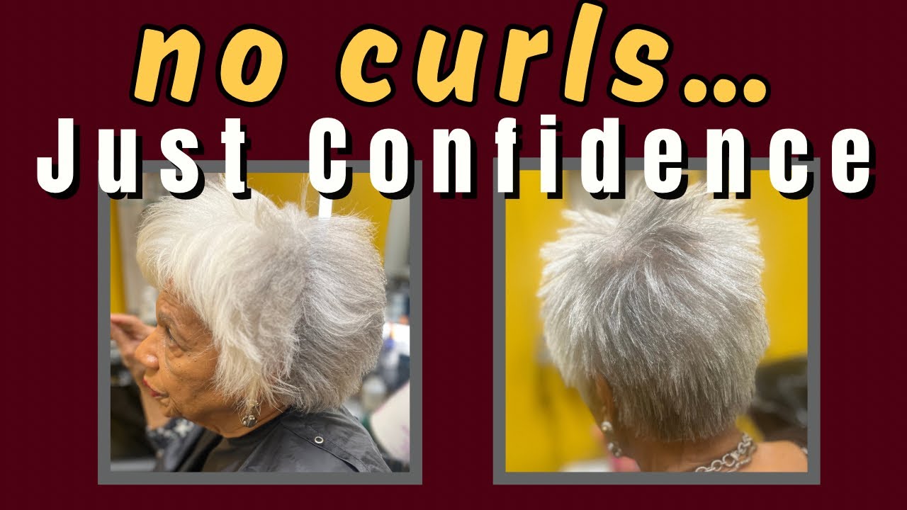 How To Style A Chic Cut Without Curls: Gray Hair Relaxer Transformation
