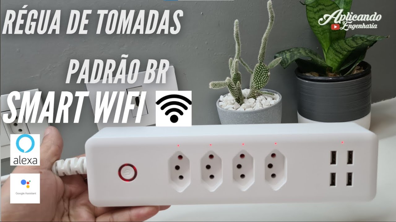Régua WIFI Padrão BR  4 Tomadas e 4 USB - Compatível com ALEXA e GOOGLE Home - Tuya/Smart Life