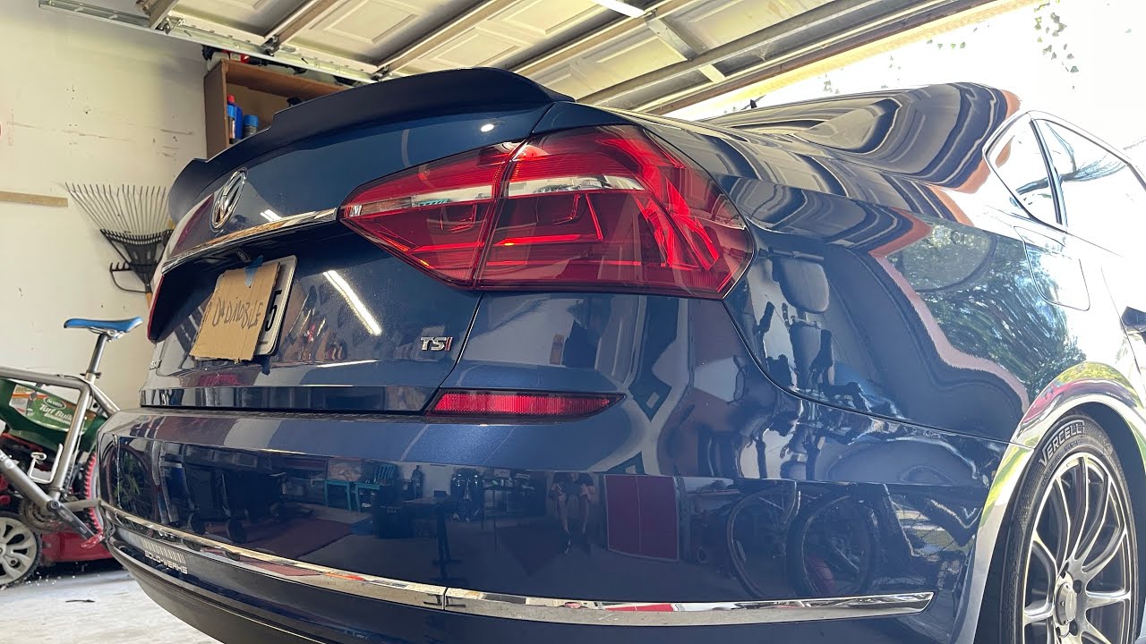 SpoilerKing spoiler painting and install with spray paint - automotive paint fail Volkswagen Passat