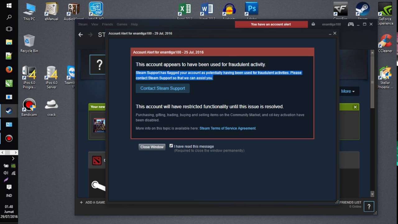 Steam Account Alert Dota2