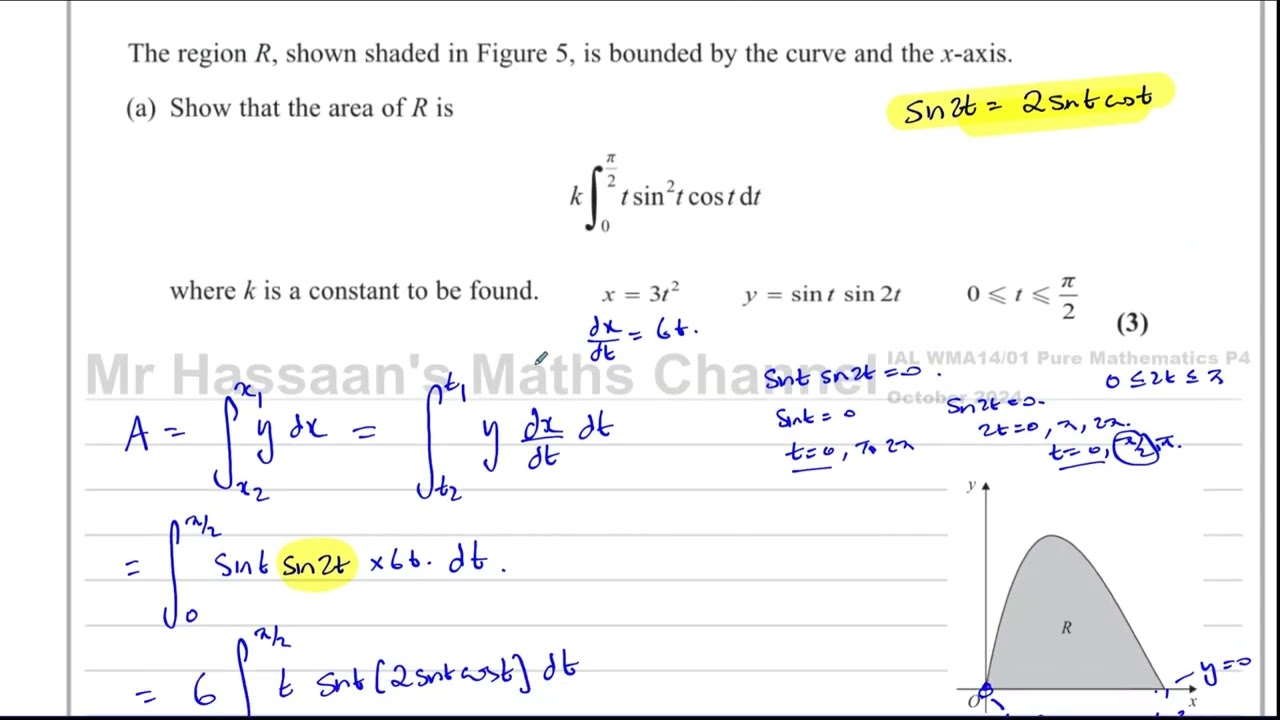 WMA14/01, (Edexcel), IAL, P4, October 2024,  Q10, Parametric Equations, Integration, Trig Identities