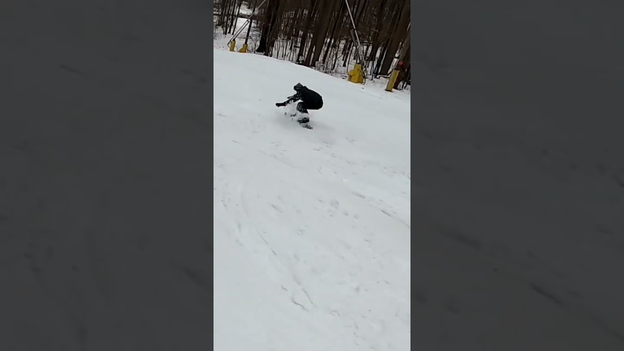 Beginner hits big down RAIL! #snowboarding #boardslide #jib #gopro #tricks #chickentv #rail #grind