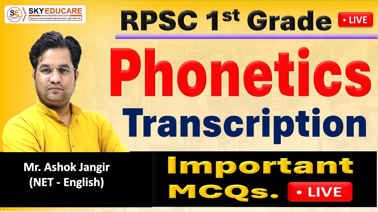 Phonetic Transcription : RPSC 1st Grade & 2nd Grade English, #phonetics  Important MCQs. Ashok Sir