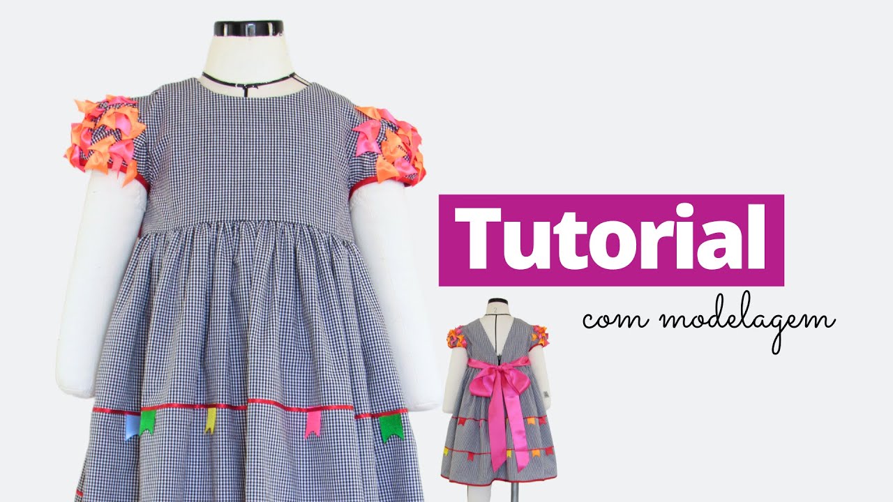 Modelagem Vestido de Festa Junina Infantil Grade 12 meses/2,4,6,8,10 e 12 anos