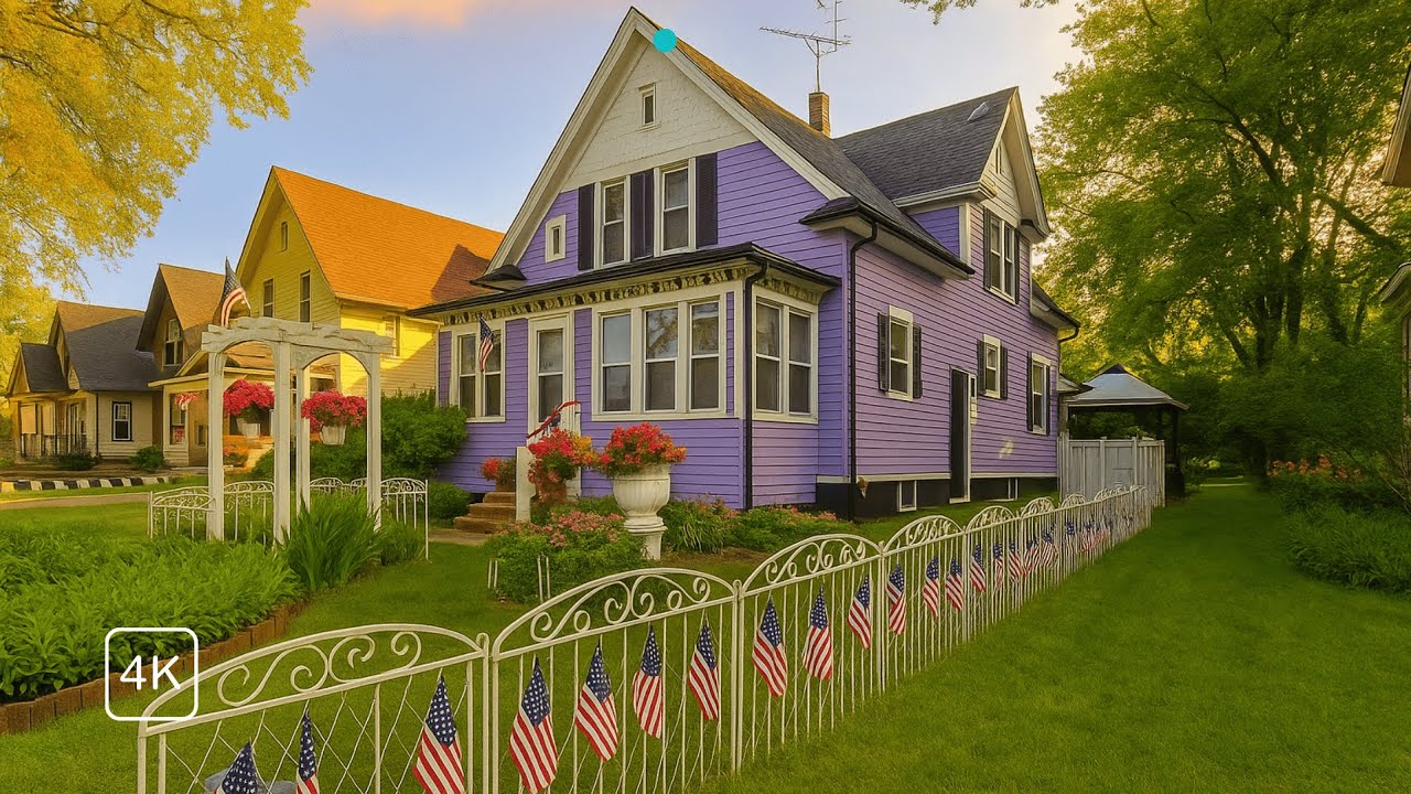 Spring Walk Through American Neighborhood | Nature Sounds for Sleep and Study [4K]