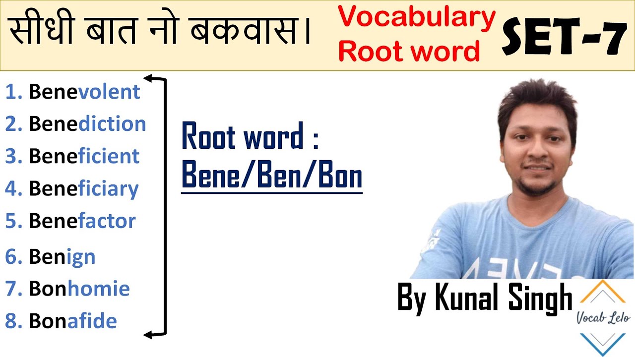 English Vocabulary Root word Bene/Bon/Ben