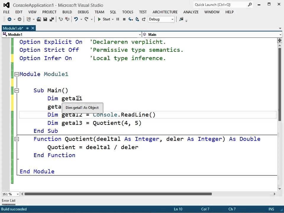 Visual Basic: Compiler Opties: Option Infer