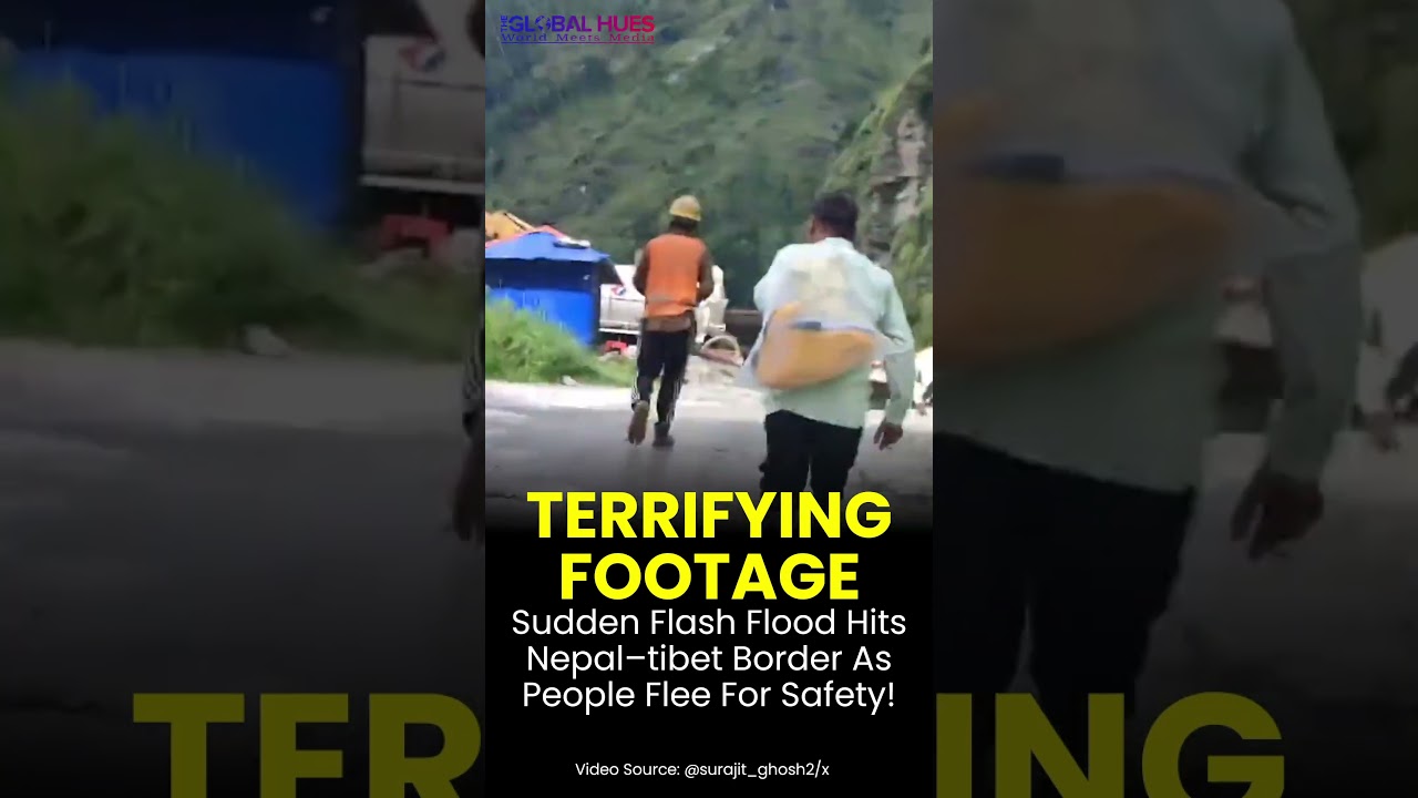 #terrifying #footage Sudden Flash #flood Hits #nepal Tibet #border As #people Flee For #safety 🚨